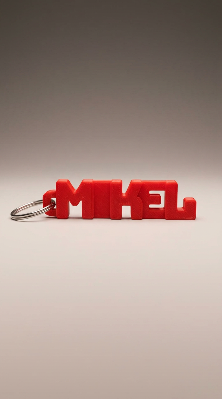 Llavero 3D con nombre en rojo